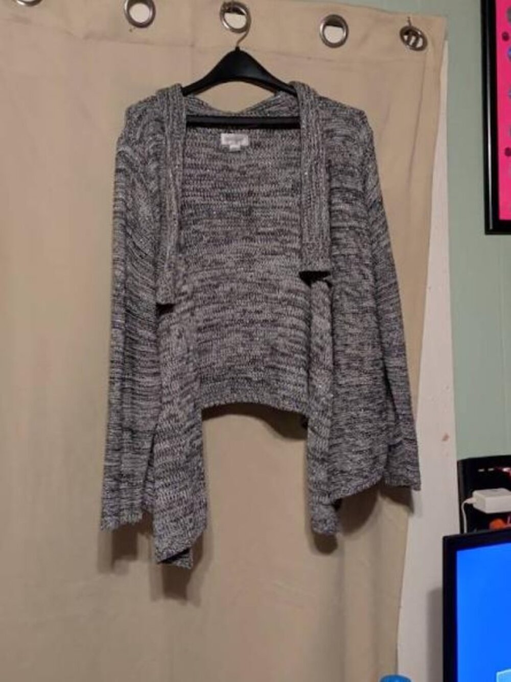 Avenue Marled Metallic Sparkle Open Front Cardigan Sweater Plus 18/20